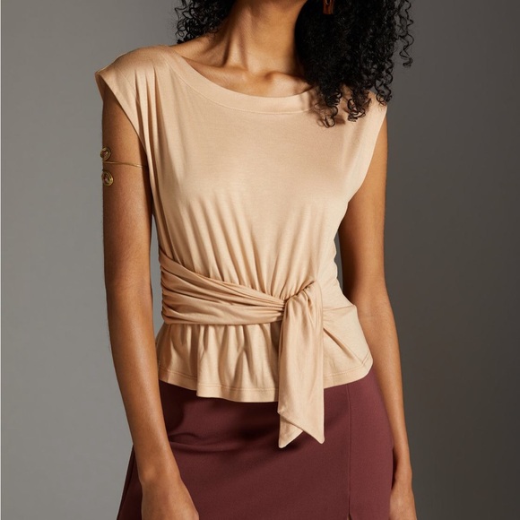 Anthropologie Tops - Anthropologie Draped Wrap Tan